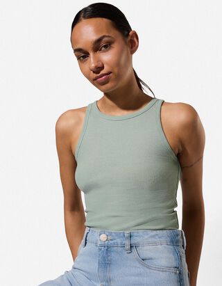 Cropped Top - Gerippt - t&uuml;rkis