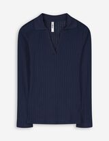 Shirt met lange mouwen - Katoenmix - donkerblauw