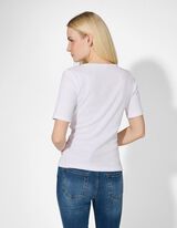 T-Shirt - Rippenstruktur - wei&szlig;