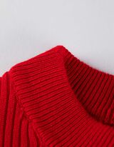 Gebreid overhemd - Geribde structuur - donkerrood