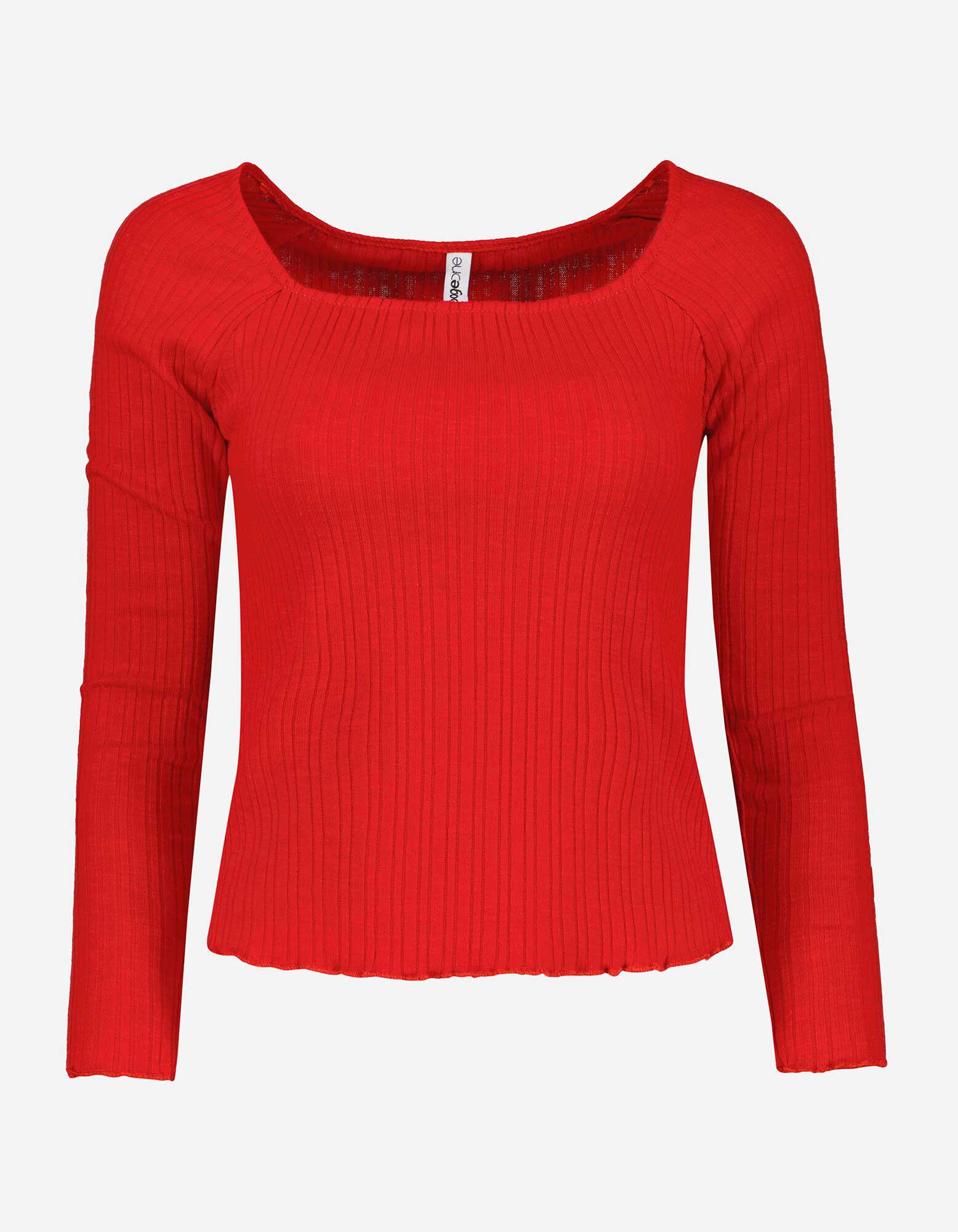 T-shirt &agrave; manches longues - Viscose m&eacute;lang&eacute;e - Rouge