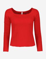 T-shirt &agrave; manches longues - Viscose m&eacute;lang&eacute;e - Rouge