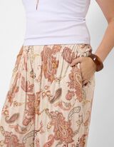 Pantaloni culotte - Motivo paisley - Beige