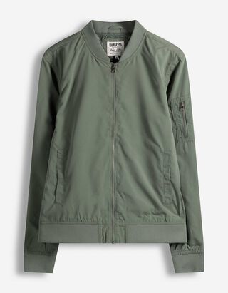 Jacke - Gerippte Abschl&uuml;sse - dunkelgr&uuml;n