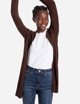 Dlhý kardigán - LENZING™ ECOVERO™ - tmavohneda