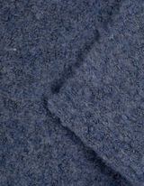 Žebrovaný pletený svetr - Spadlá ramena - modra