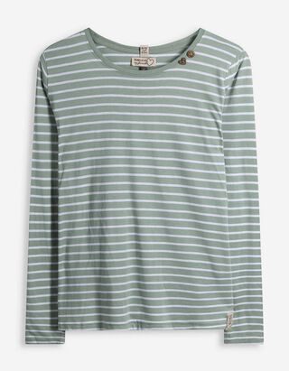 Langarmshirt - Zierknöpfe - hellgrün