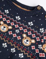 Trui - Motief all-over - donkerblauw