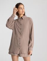 Női ing - Muszlin - vil&aacute;gos barna