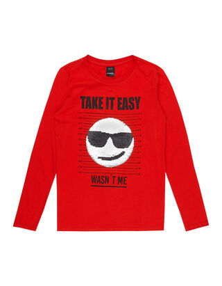 Jungen Longsleeve mit Smiley aus Wende-Pailletten