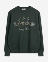 Strickpullover - Stickerei - dunkelgrün