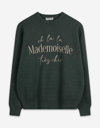 Strickpullover - Stickerei - dunkelgrün