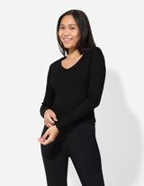 Majica dolg rokav - Vsebnost modala - crna