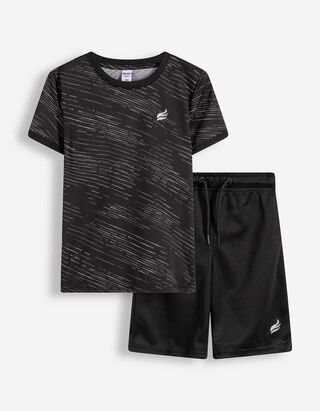 Set aus T-Shirt und Hose - Allover-Print - Schwarz