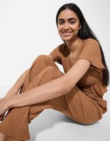 Palazzohose - Viskose-Mix - hellbraun