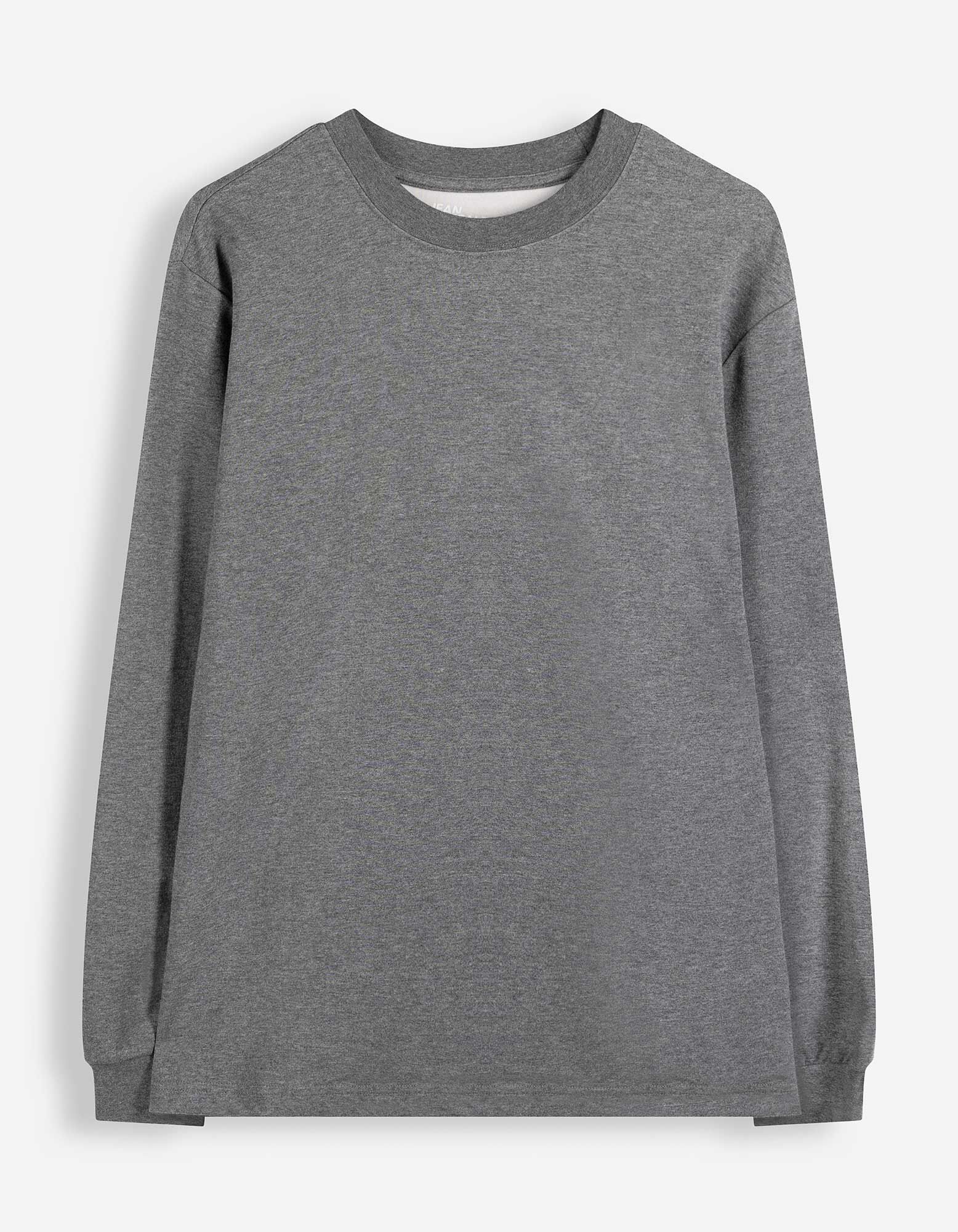 Tričko s dlouh&yacute;m ruk&aacute;vem - Nadměrn&yacute; střih Oversized Fit - Tmavě &scaron;ed&aacute;