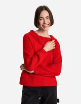 Strickpullover - Carmen-Ausschnitt - rot