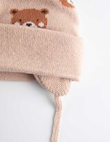 Berretto con pon-pon - Stampa allover - beige