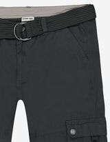Pantaloni scurți cargo - Buzunare patch - Gri inchis