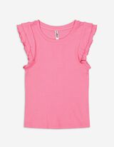 Maglia - Maniche con volant - rosa fucsia
