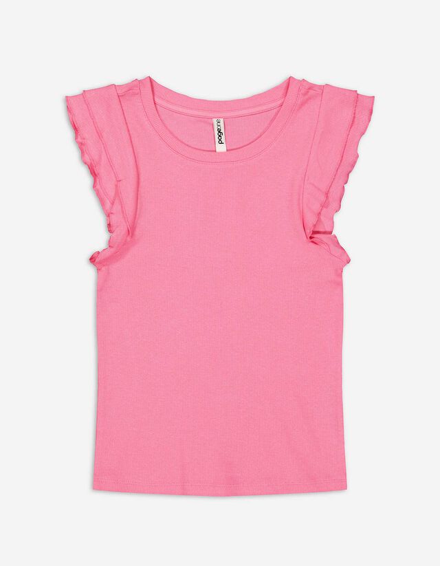 Maglia - Maniche con volant - rosa fucsia