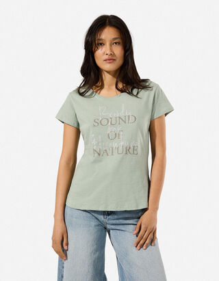 T-Shirt - Glitzerprint - Petrol