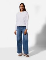 Langarmshirt - Fledermaus&auml;rmel - wei&szlig;