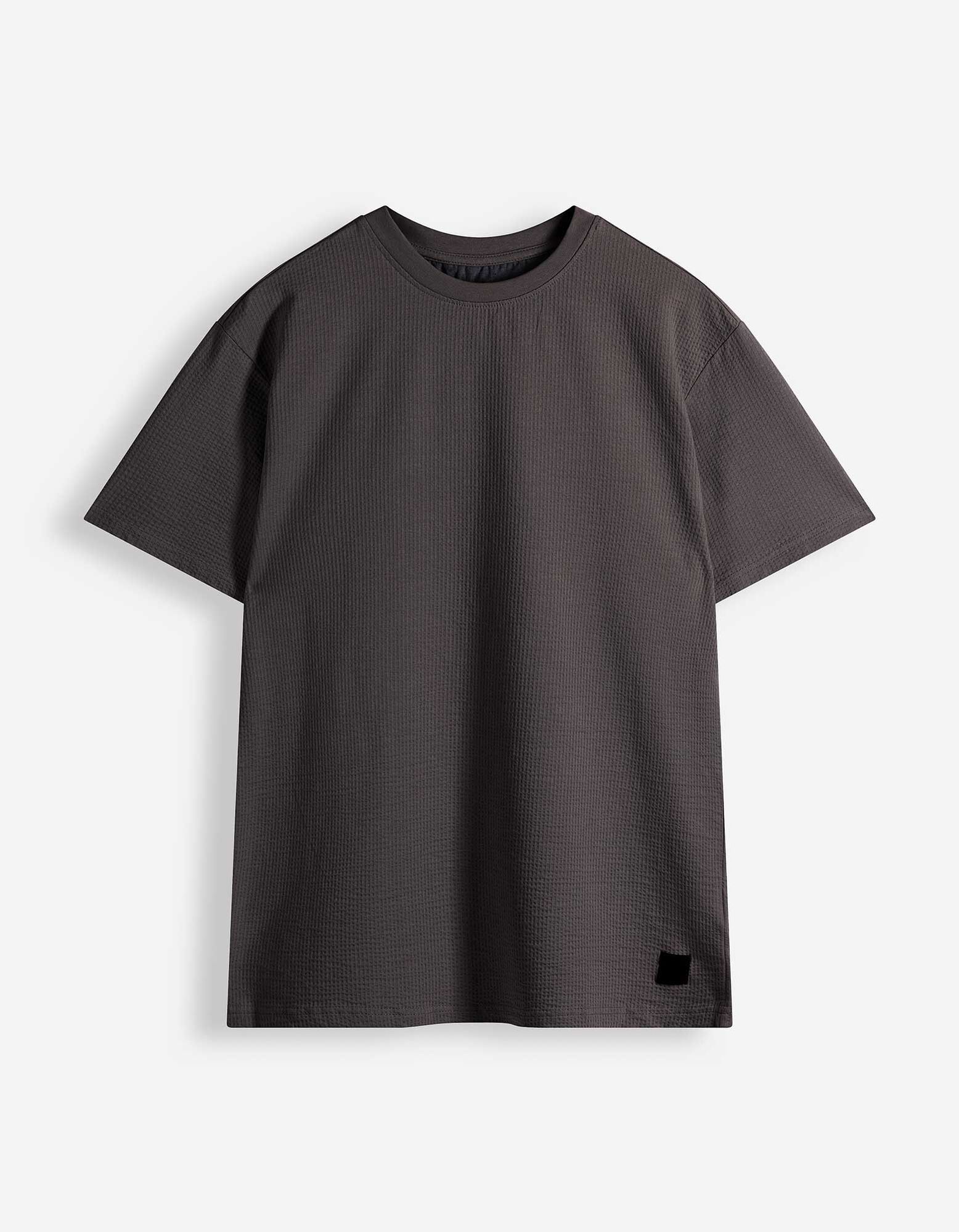 T-shirt - Seersucker - gris fonc&eacute;