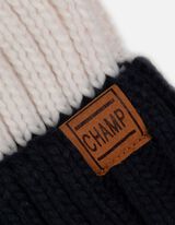 Čepice s bambulí - Blokový vzor - tmave modra