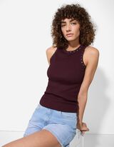 Top - Met studs - donkerlila