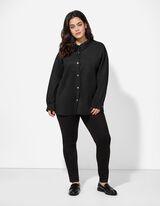 Hemdbluse - Wildlederimitat - schwarz