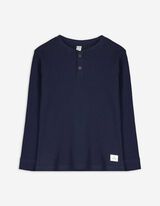 Tričko s dlouhým rukávem - Výstřih Henley - tmave modra
