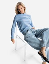 Felpa con cappuccio - Bordatura a costine - celeste