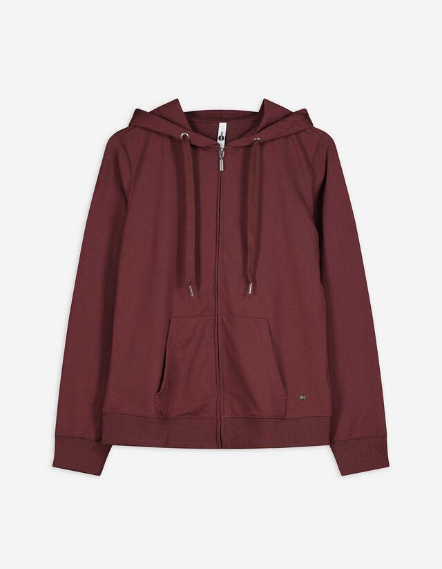 Sweatjacke - einfarbig - braun