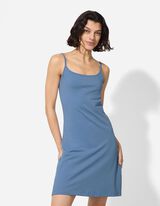 Šaty v áčkové linii - Špagetová ramínka - svetle  modra