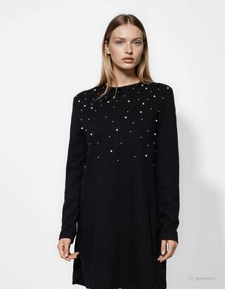 Jurk - Zacht materiaal - zwart