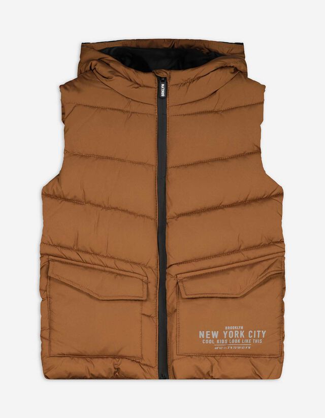 veste sans manches - Poches plaquées - Brun