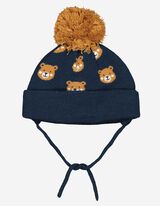 Berretto con pon-pon - Maglia fine - blu scuro