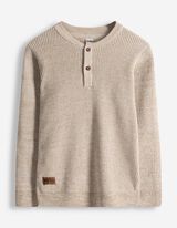 Pull-over - Patte de boutonnage - Beige
