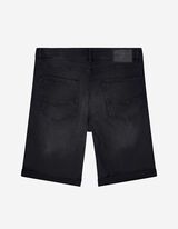 Short en jean - Revers cousus au bas des jambes - Noir