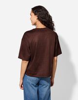 Póló - Bőrhatású - sötétbarna