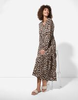 Rochie în linie A - Animal print - Alb
