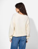 Pulover - Decolteu formă de V - Bej