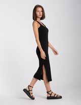 Abito midi - Spacco laterale - nero