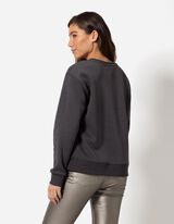 Sweatshirt - Zierperlen - dunkelgrau
