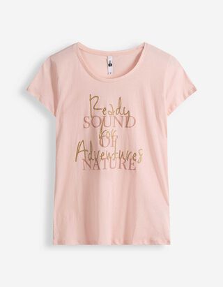 T-shirt - Glitterprint - roze