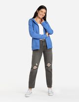 Tepláková bunda - Kapucňa s tunelovým sťahovaním - modra