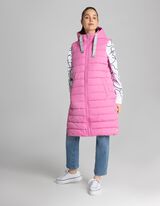 Długa kamizelka - kaptur z troczkiem - rozowy