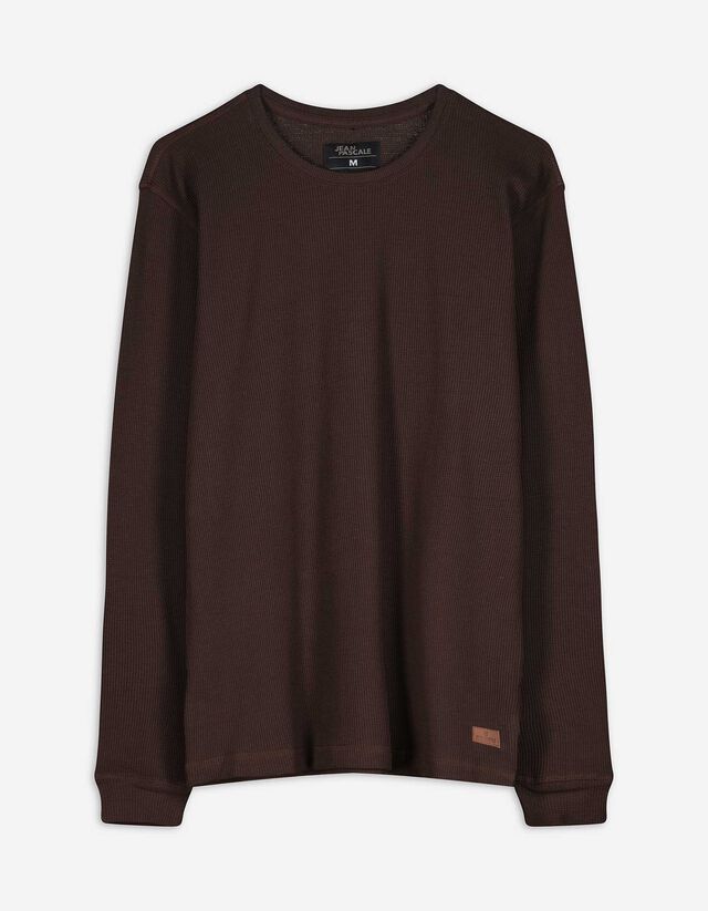 Langarmshirt - Regular Fit - dunkelbraun