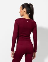 Cropped Shirt - Rippenstruktur - dunkelrot